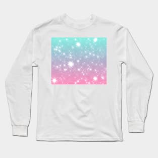 Pink Blue Ombre Sparkles Long Sleeve T-Shirt